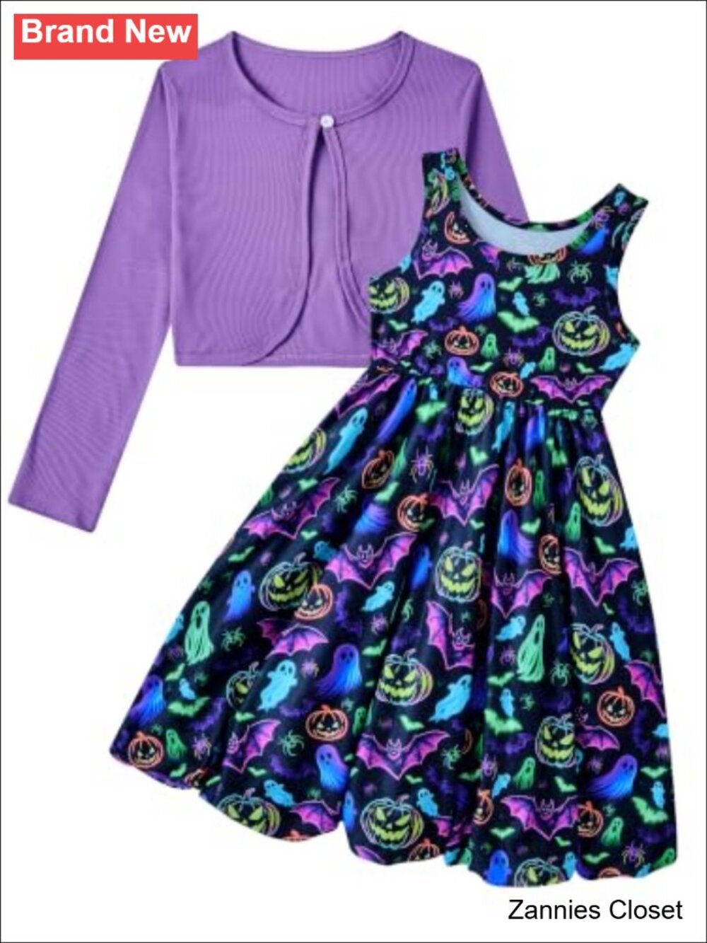 👻 RAISEVERN Girls 2 Piece Dress Set Bubble Dress & Cardigan